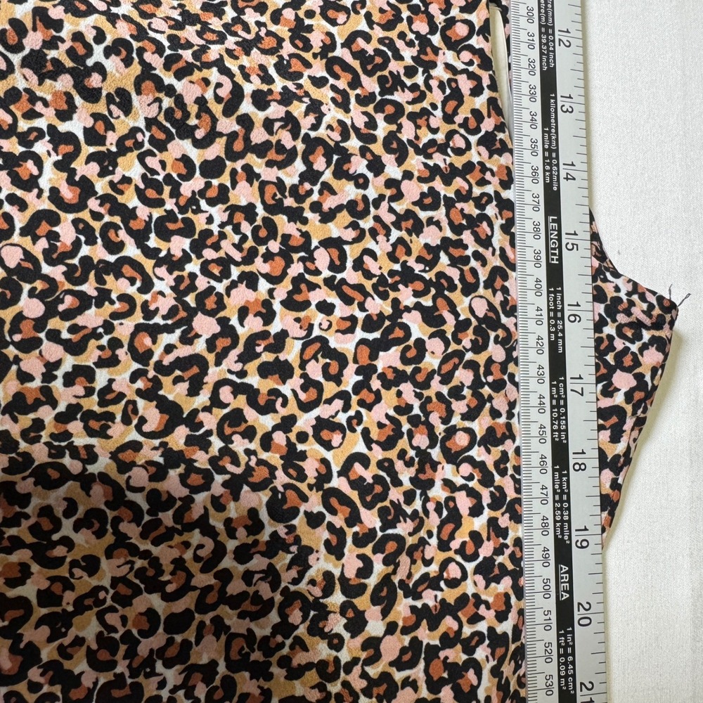 Ann Taylor LOFT Large Leopard Print Shift Dress Womens Brown Animal Long Sleeve - Picture 9 of 9